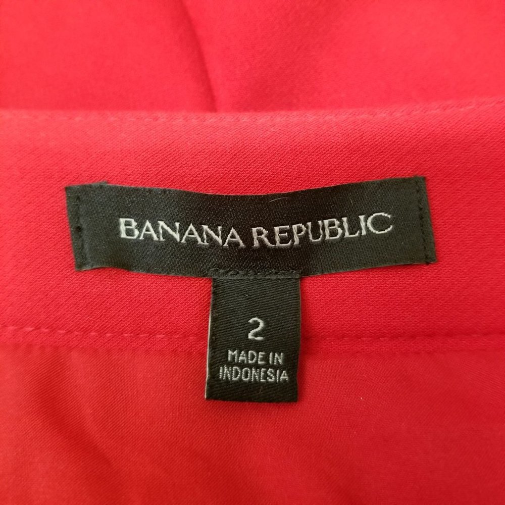 Banana Republic 2 Red Belted Pencil Skirt Side‎ Slit Career Office Twee Academia - Picture 3 of 7